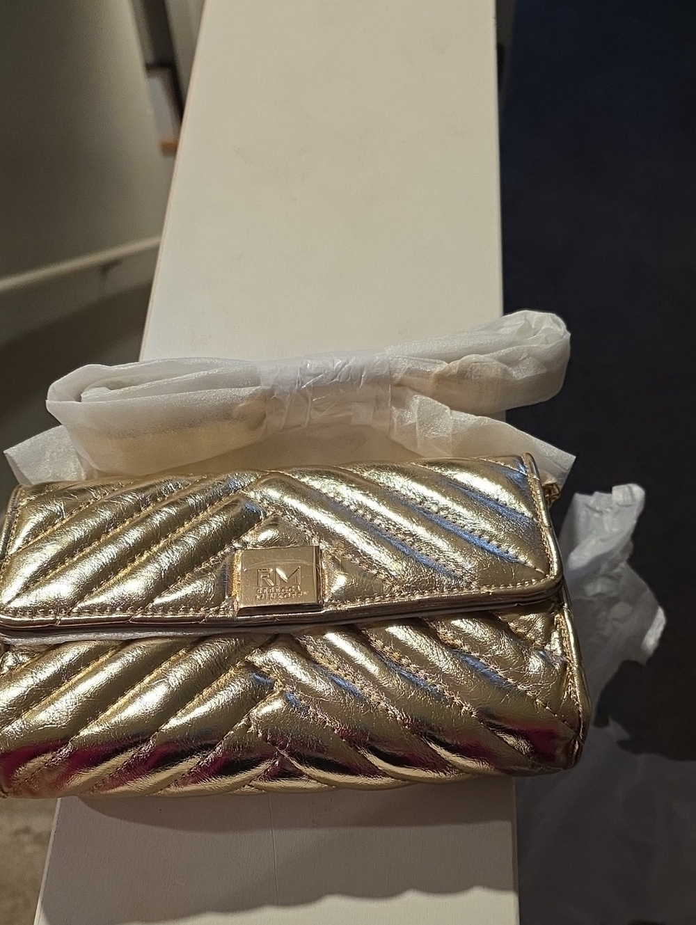 Rebecca Minkoff Metallic Gold Quilted Crossbody - Picture 7 of 7